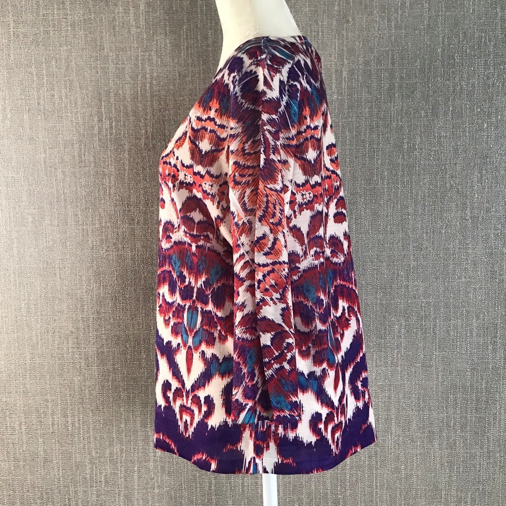 CHICOS Patterned Rhinestone 3/4 Sleeved Blouse - Picture 2 of 3
